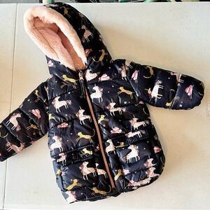Next Black Animal Print Jacket with Pink Lining